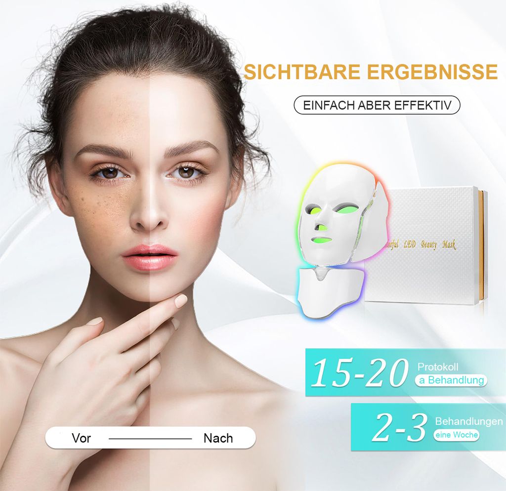 Kosmetikbehandlungsgerät 7 Farben LED-Maske Lichttherapie, Produktbild 6