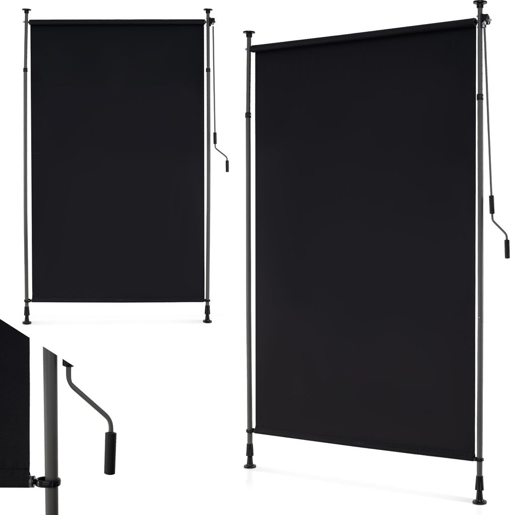 COSTWAY Senkrechtmarkise Außen, Balkon Markise 150x220-310cm Höhenverstellbar & Ausziehbar, Sichtschutz Sonnenschutz ohne Bohren mit Kurbel