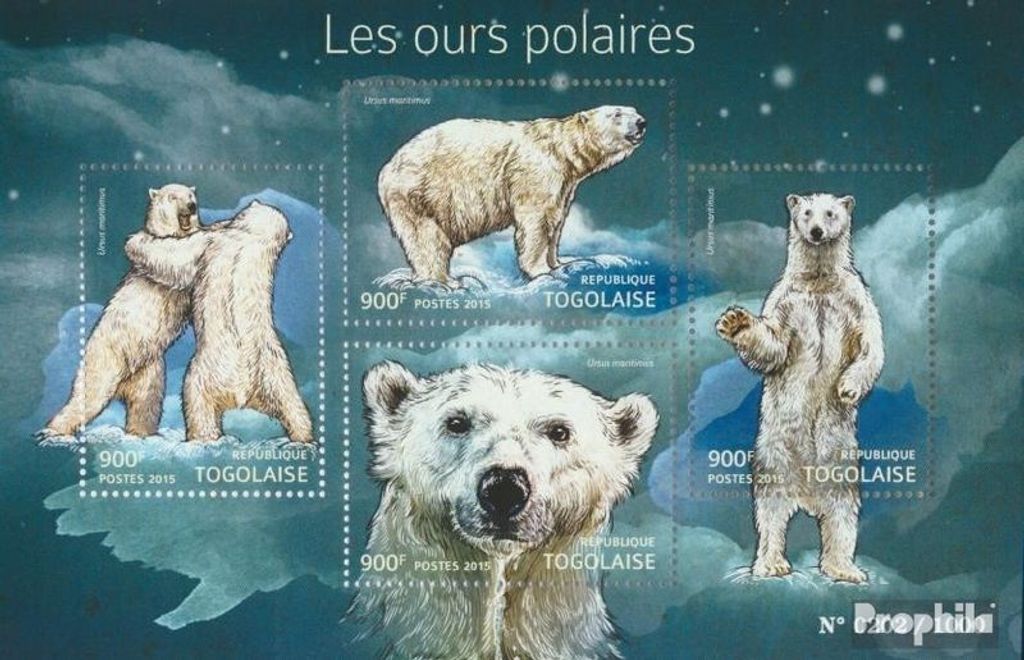 Briefmarken Togo 2015 Mi 6877-6880 Kleinbogen (kompl. Ausgabe) postfrisch Eisbären
