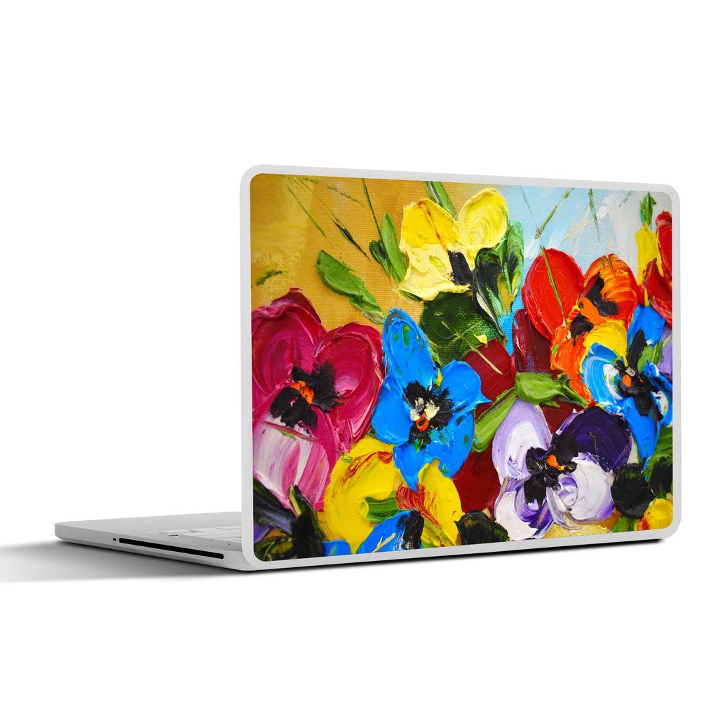 MuchoWow Laptop Aufkleber Sticker Cover Ölfarbe - Malerei - Blumen 30x22 cm - Laptop-Sticker