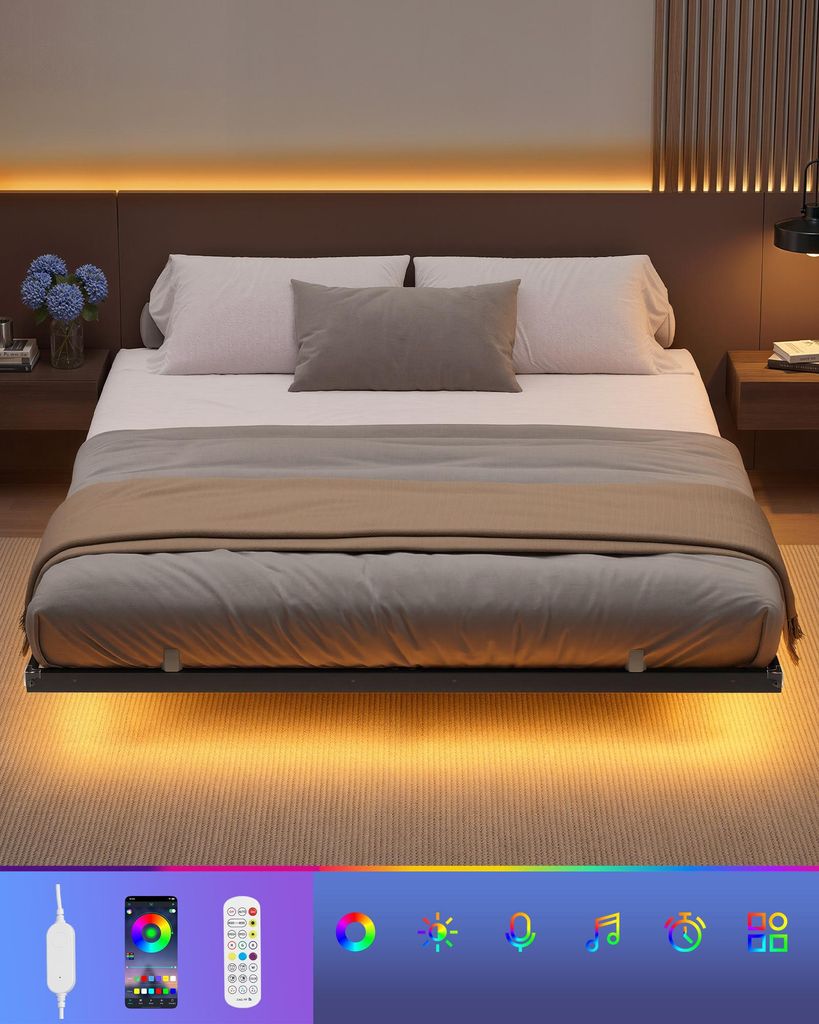 Postel VASAGLE 180 x 200 cm s LED osvětlením, portem USB-C, Obrázek produktu 