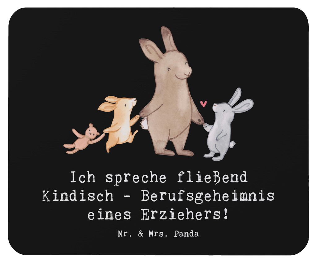 Mr. & Mrs. Panda Mouse Pad Erzieher Kindisch - Schwarz - Geschenk, Mauspad, Beruf, Berufsprodukte, Betreuung, Engagement, laptop mousepad, Hort, Be...