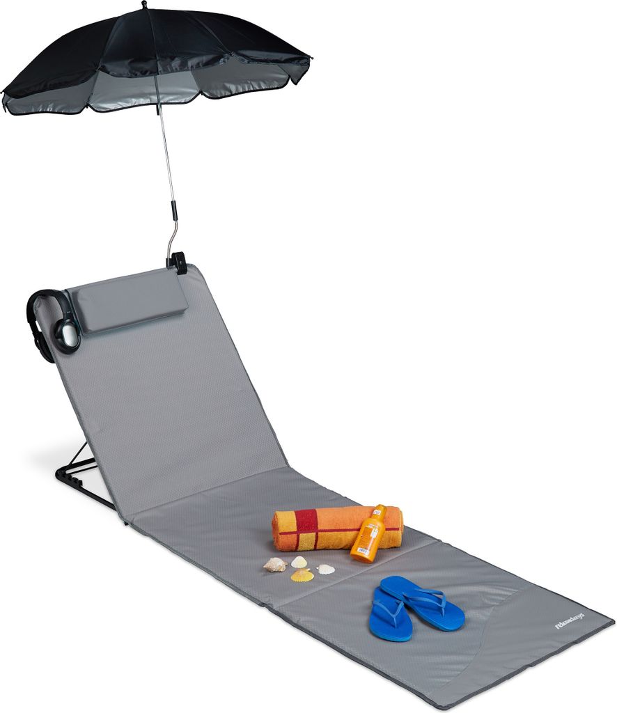 Relaxdays Strandmatte, gepolsterte Strandliege XXL mit Produktbild 