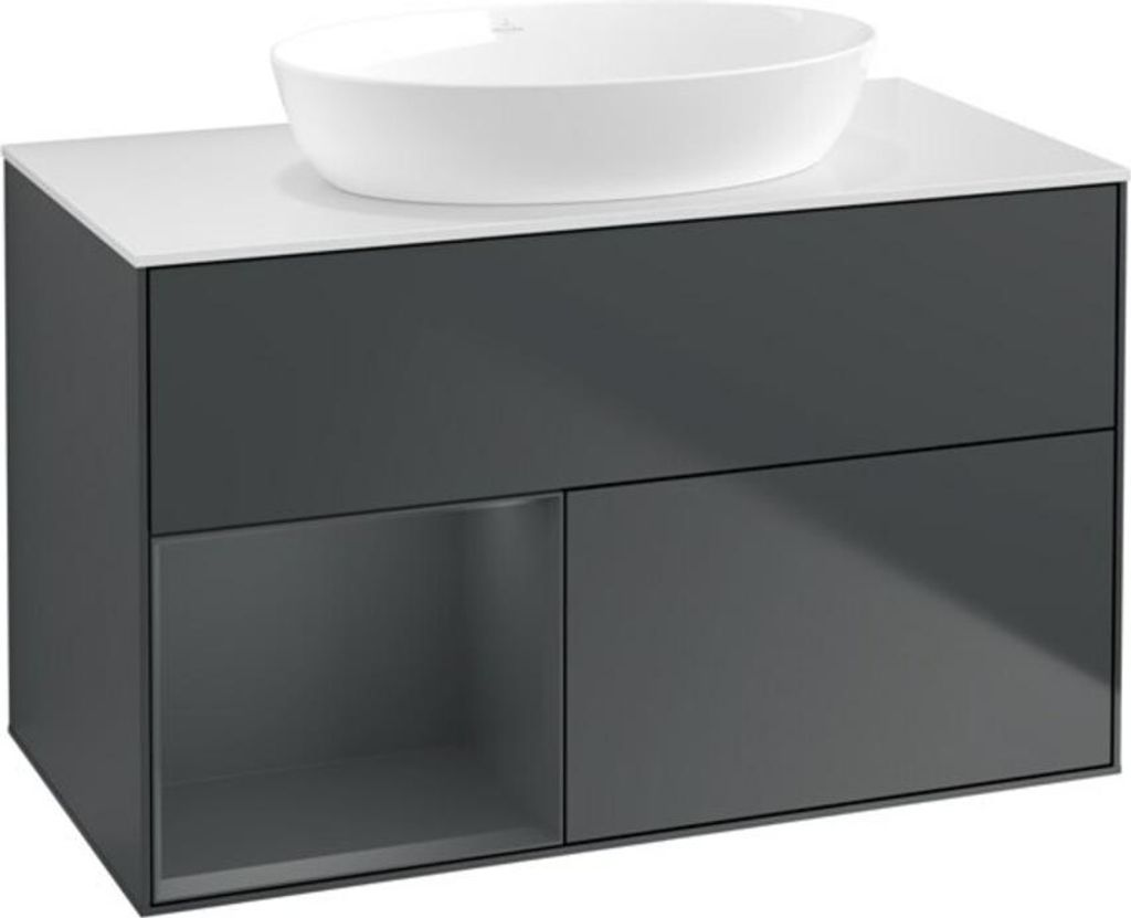 V&B Waschtischunterschrank Wandbeleuchtung Finion 100, Pl w m, Reg md m Lac, md bl. m Lac