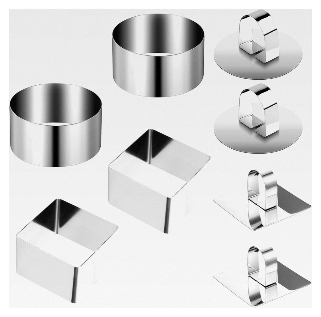 Dessertringe, 4 Stück Servierringe 8 cm, Edelstahl, wiederverwendbar, Set für Mousse, Kuchen, Desserts, Pudding, DIY