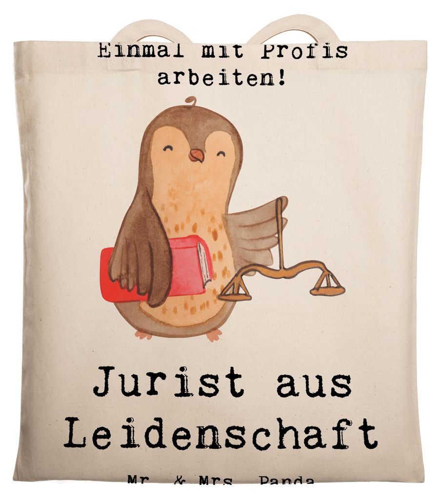 Mr. & Mrs. Panda Shopping Tasche Jurist Leidenschaft - Transparent - Geschenk, Laptoptasche, Jura Studium, Anwaltskanzlei, Anwalt, Master Of Laws, ...