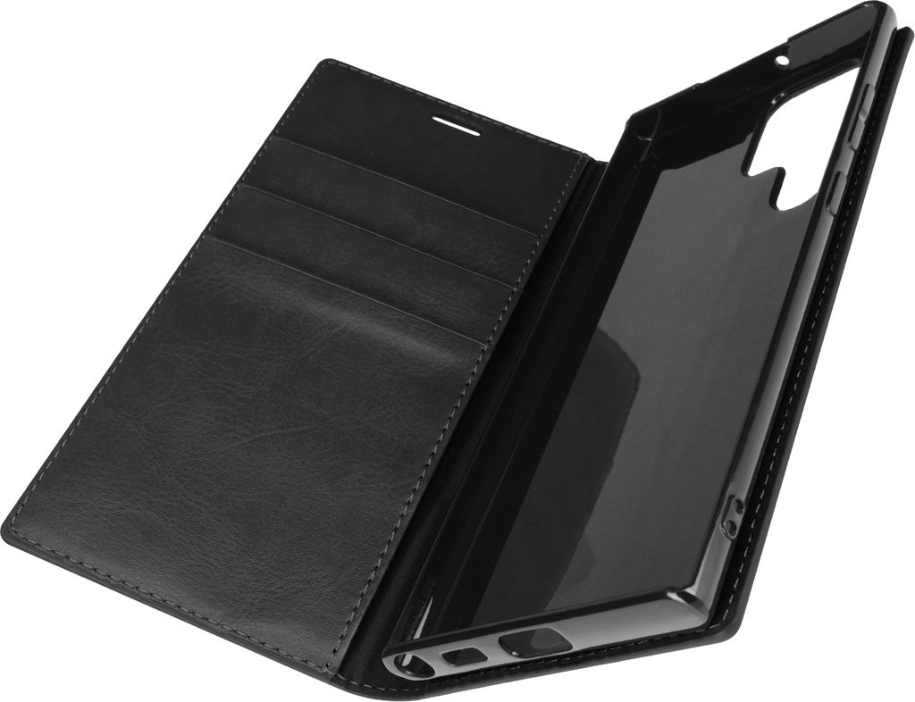Samsung Galaxy S22 Ultra Lederhülle mit Portemonnaie und Standfunktion – Schwarz