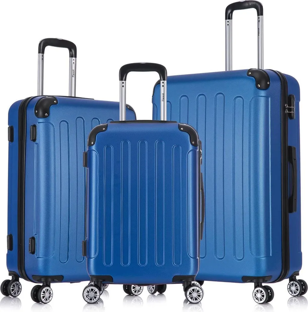Flexot F-2045 Set 3 Valigie Rigide Blu Perla - Trolley Ruote 360 Gradi