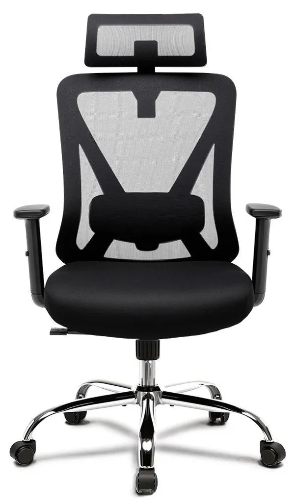 Fauteuil de bureau ergonomique noir à dossier haut et réglage de précision