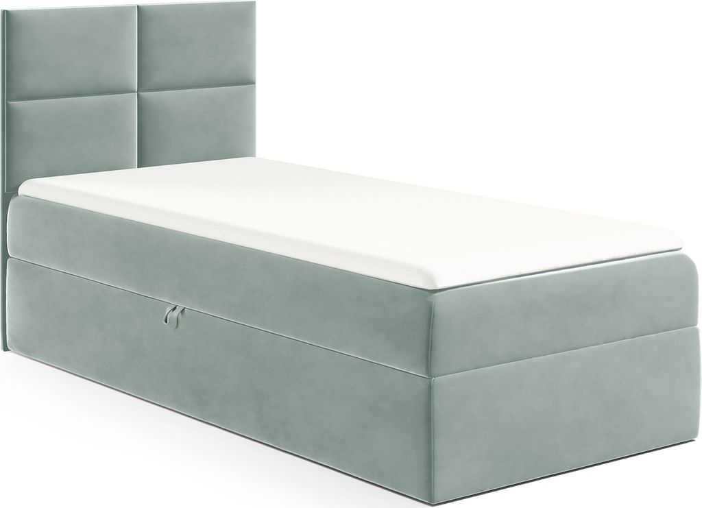 MEBLINI Kinderbett mit Bettkasten - Gepolstert Einzelbett mit Matratze - Polsterbett mit Stauraum - Bett mit Kopfteil - Stauraumbett - MINO 3 - 80x...