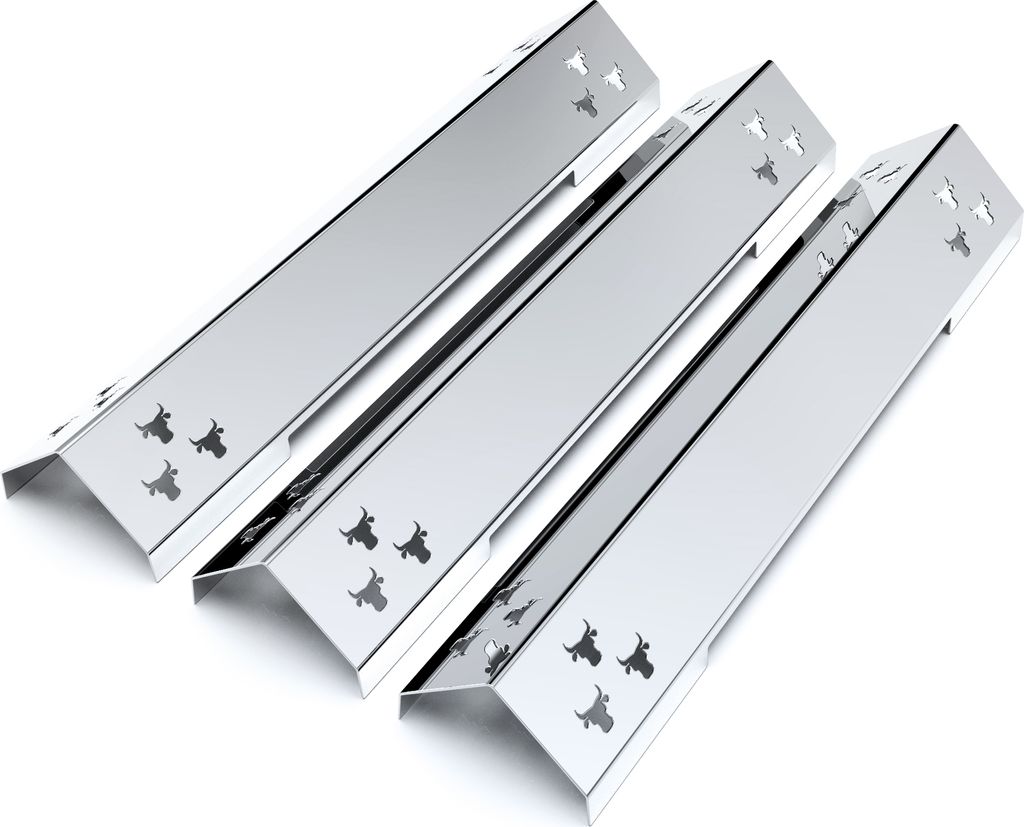 Gasgrill Brennerabdeckung Edelstahl passend für alle Jamestown Knox 3-Brenner, Farbe:3er Set Chrom Bulle