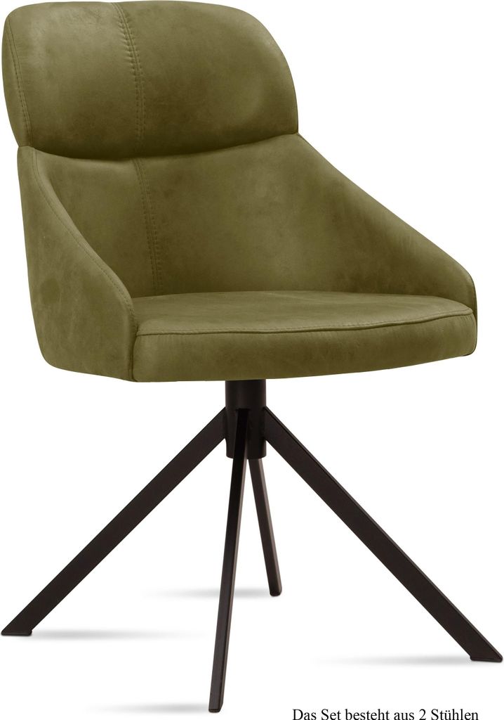 Esszimmerstuhl (2er-Set) Deanna 52x82x63 Schwarz/Olivgrün
