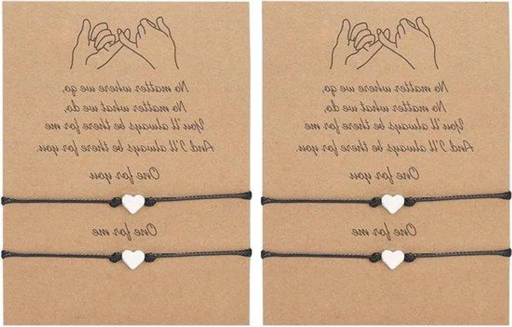 Lot de 4 colliers cœur faits main en corde tressée pour la Saint-Valentin