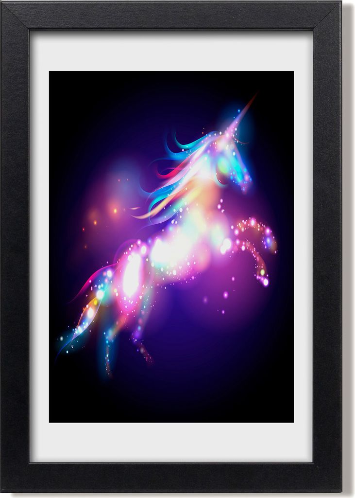 Bild 20x30 MDF-Rahmen, Wandkunst Magisches Einhorn