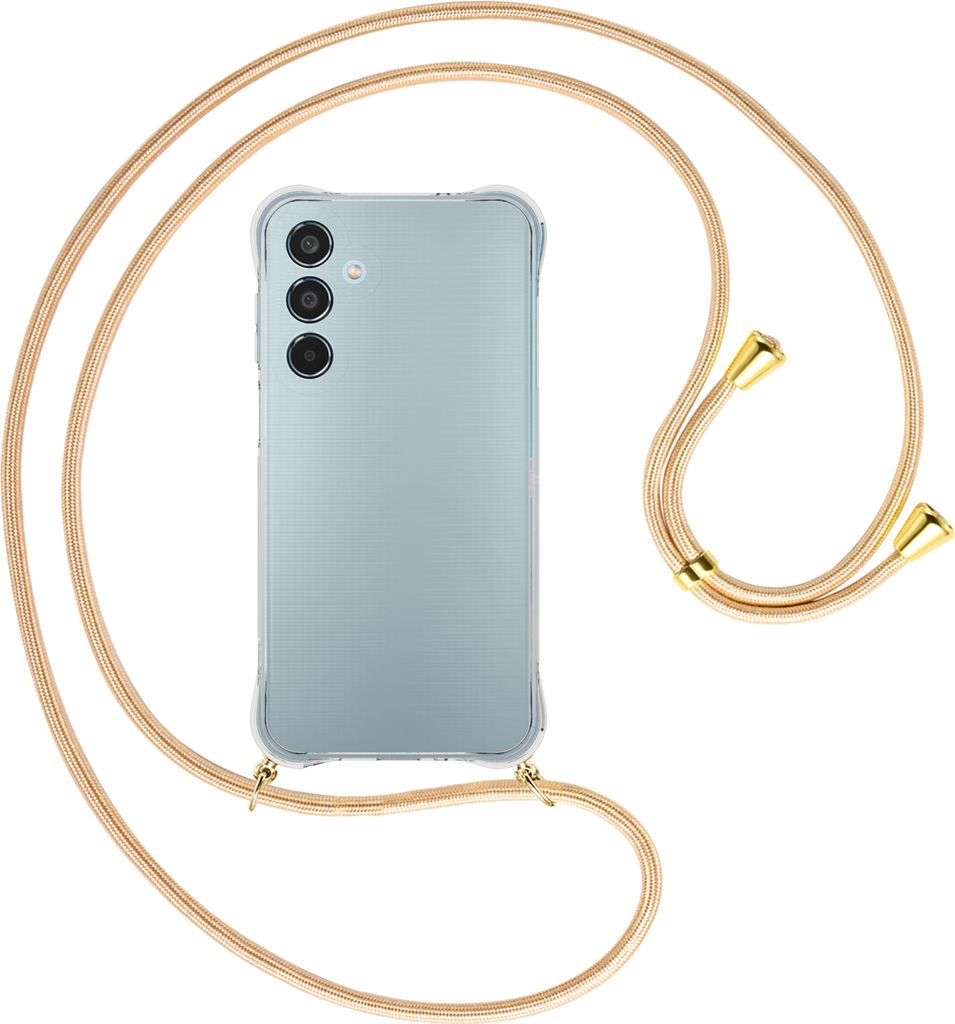 Handykette Backcover-Schutzhülle mit Band (Metall goldfarben) für Samsung Galaxy M35 5G - Goldkordel