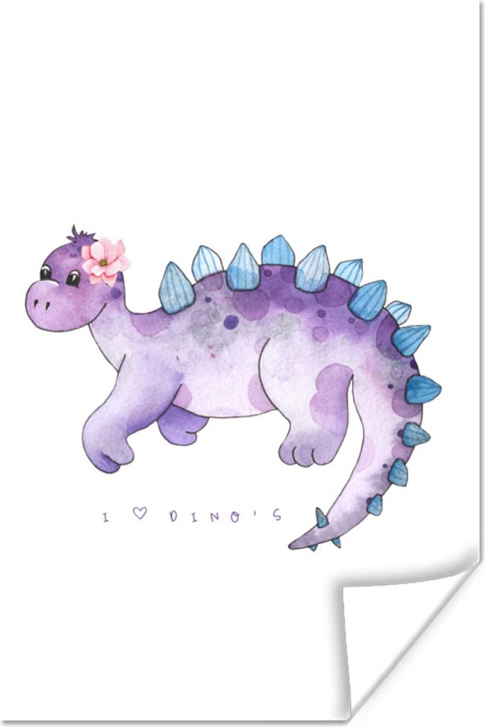 MuchoWow Poster Dinosaurier - Kinderzimmer - Zitat - Mädchen - Kinder - Rosa - Kind 80x120 cm - Papierdruck