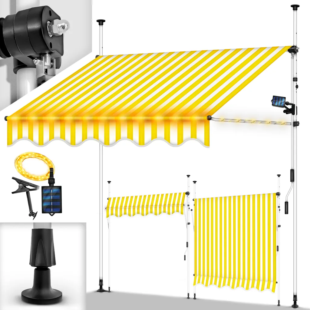Tenda Parasole Balcone 250 cm tillvex Senza Trapano Luci LED - 1