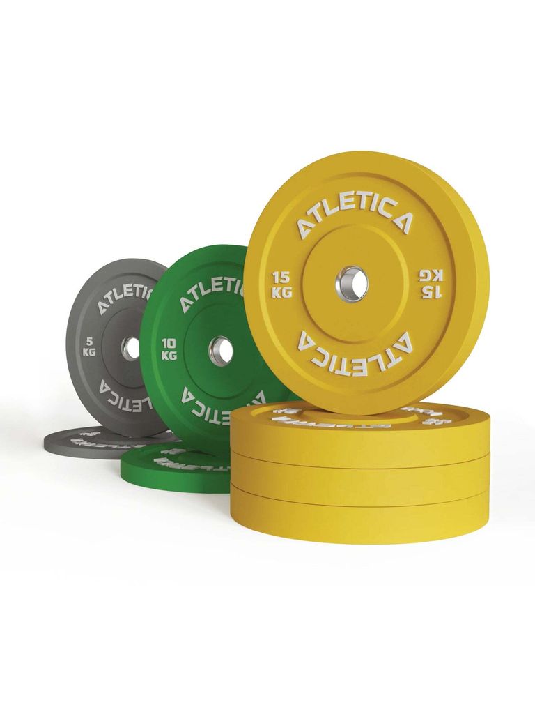 ATLETICA Color Bumper Plates Set | 90 kg bestehend aus 2 x 5 kg ∣ 2 x 10 kg ∣ 4 x 15 kg