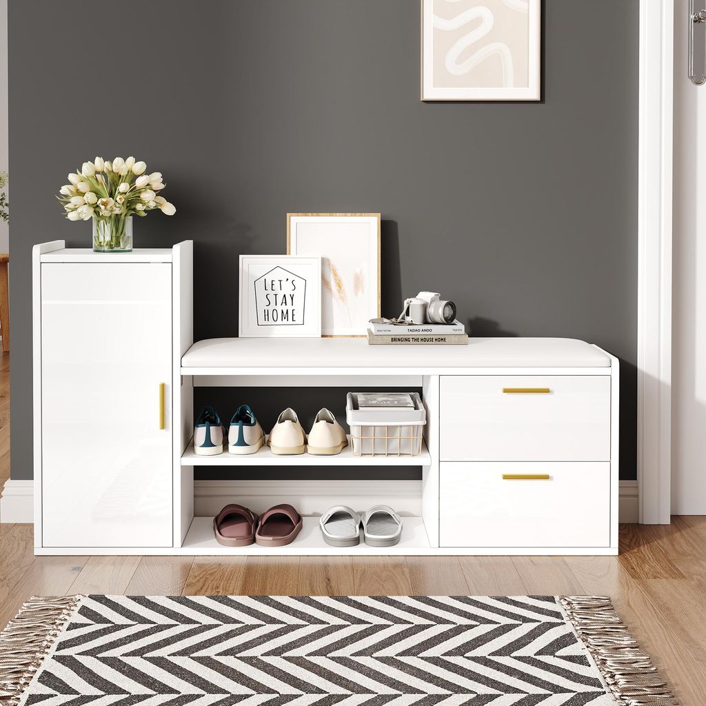 Armadio per scarpe, dimensioni 128x30x68 cm, con 2 Immagine del prodotto 
