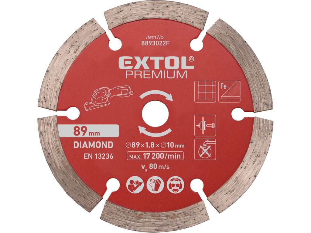 Diamanttrennscheibe Extol Premium (8893022F) segmentiert, Ø89x1,0x10mm