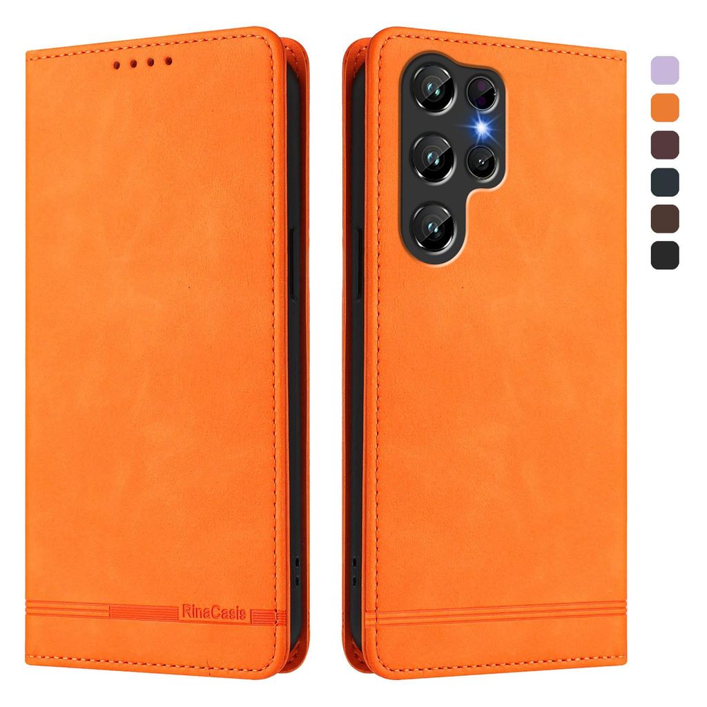 Hülle für Oukitel C61 / C61 Pro, Retro Kunstleder Ständer Klapphülle mit Kartenfächer und Magnetische Orange