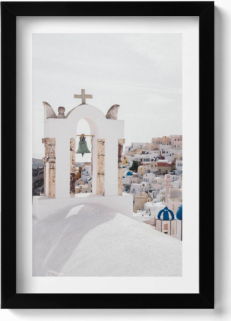 Architektur von Santorini Griechenland– Wandbild mit Rahmen – Gerahmtes Bild – Wanddekoration – 20x30 cm – Schwarz