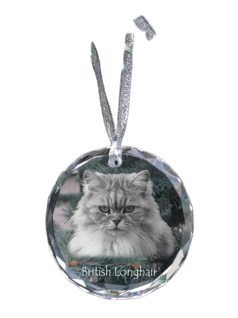 Cadeau personnalisé chat : Décoration en cristal British Longhair 8cm