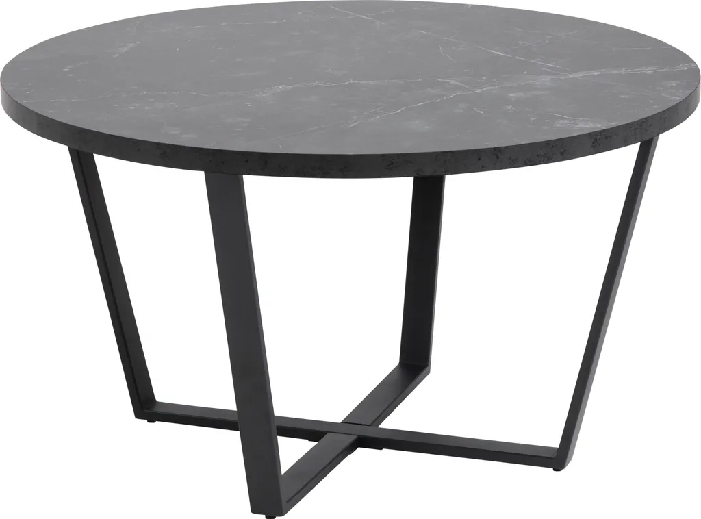 Table basse de salon rectangulaire Amst impression marbre noir et métal