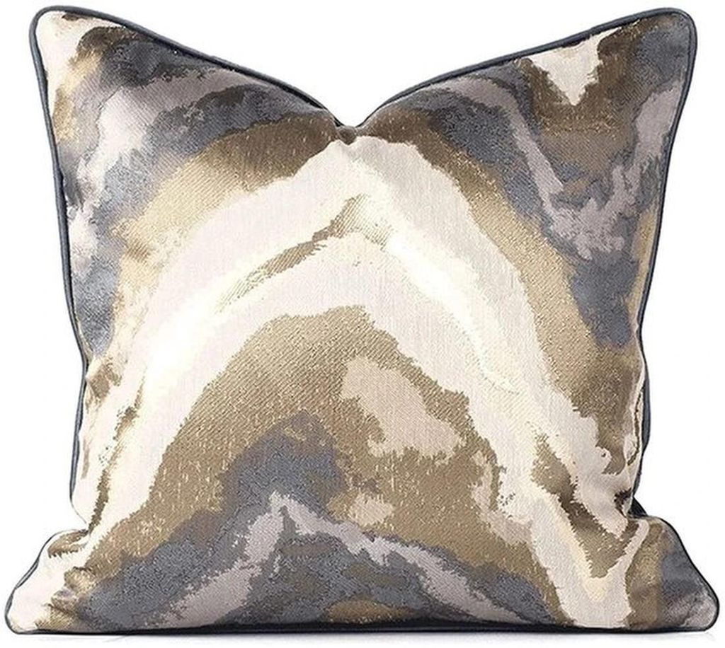Unyqoos Kissenbezug Maritim Blau und Gold, 45 x 45 cm, Dekokissen für Wohnzimmer und Schlafzimmer