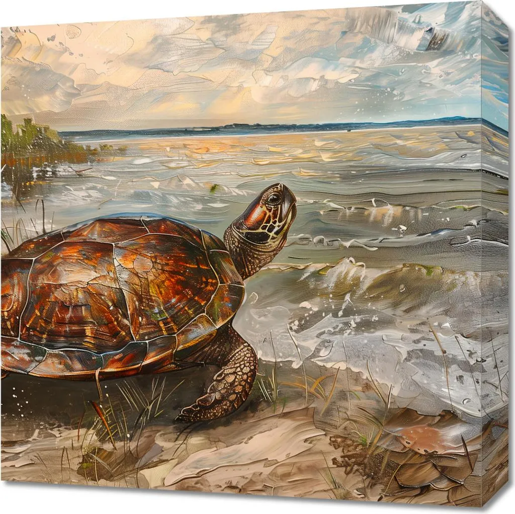 Quadro 50x50cm Tartaruga Marina - Stampa su Tela Canvas Artigianale