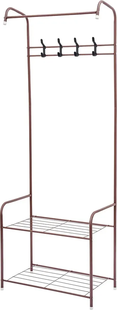 Porte-manteau sur pied en métal marron 57 x 30 x 165 cm avec étagères