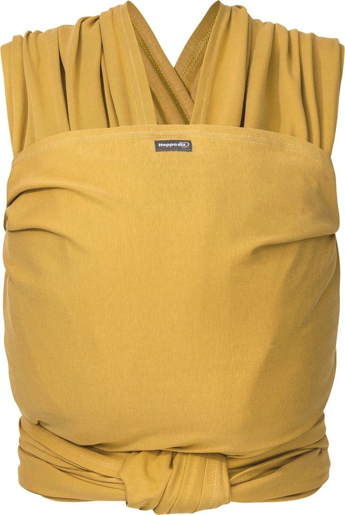HOPPEDIZ Babytragetuch Elastisches Tragetuch für Neugeborene ab Geburt - aus 100 % Baumwolle curry 5,40 x 0,50 m