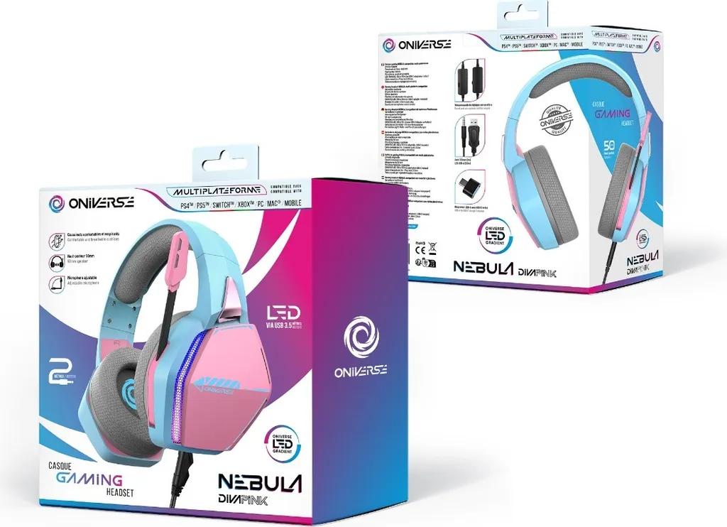 Casque de jeu Oniverse Nebula Diva Pink - Audio Immersif Multiplateforme - 2