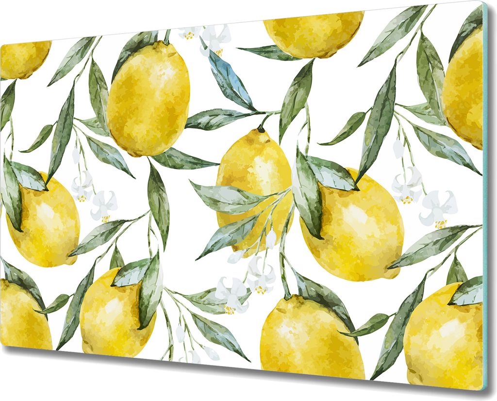 Glas Schneidebrett Herdabdeckplatten Schneideplatten - 80x52 cm - Zitronenfrüchte