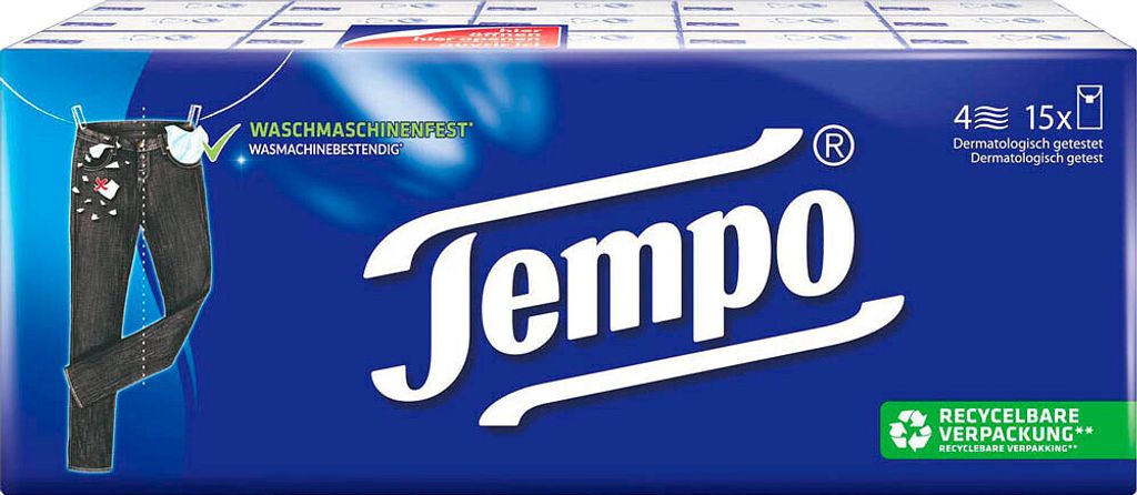 Tempo Taschentücher Klassik, 15x 10 Tücher Produktbild 