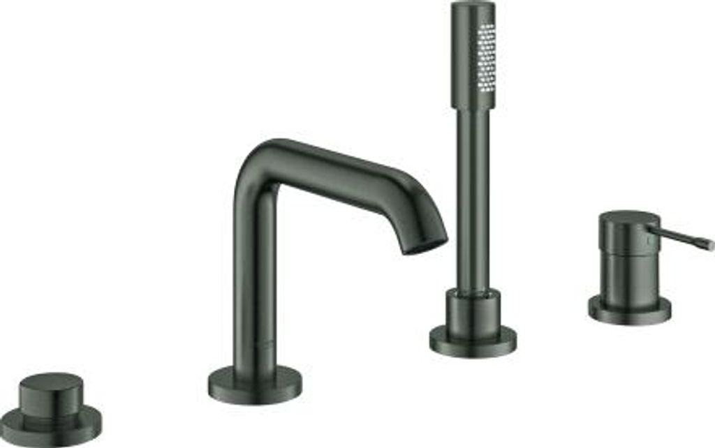 GROHE 4-Loch Einhand-Wannenkombination Essence 25251_1, eigensicher, Professional Edition, hard graphite gebürstet