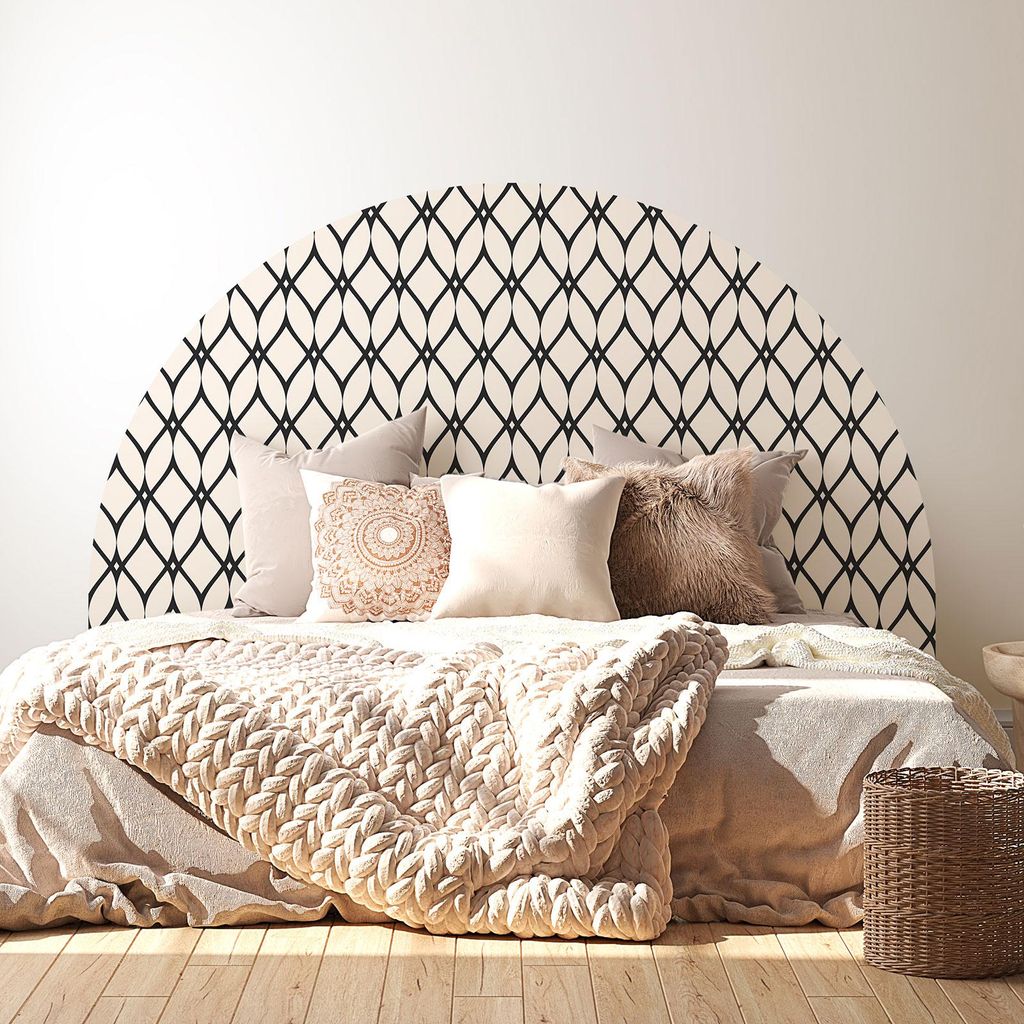 Kopfteil-Aufkleber – Geometrisches Muster – MAT-Klebefolie – L 180 x H 130 cm – Ideal für Betten mit einer Breite von 140 cm