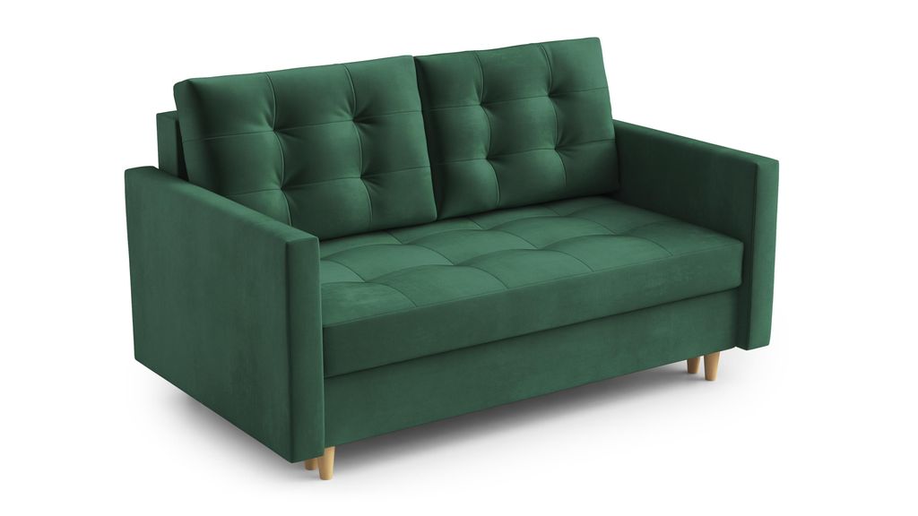 AX LIVING Spaxton 2 Sitzer Sofa Klein 155 cm Grün mit Schlaffunktion