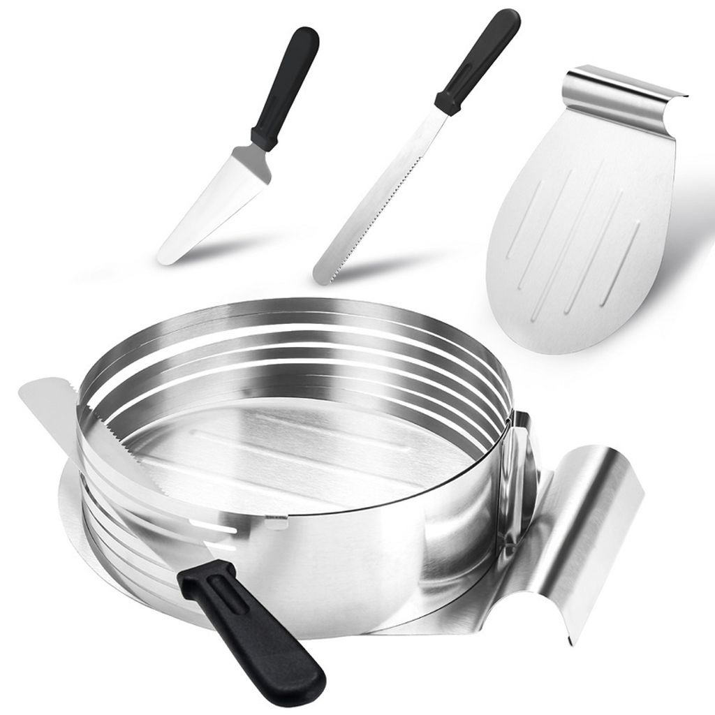 Clanmacy Torten Set Tortenboden-Schneidhilfe Ø23 / 30 cm, Torten-Set mit Tortenmesser & Tortenhebeboden 4tlg