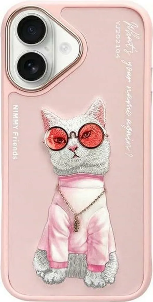 Custodia Nimmy per Iphone 16 6.1 Różowy/occhiali rosa Cool Cat