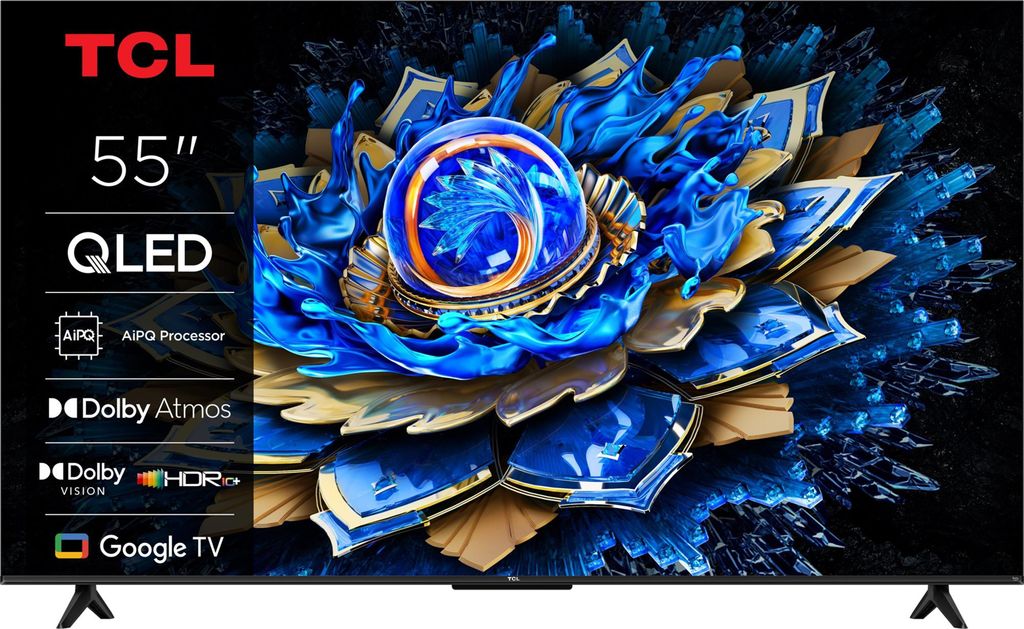 QLED-Fernseher TCL 139 cm 55" 55T69C, Ultra HD 4K, Smart TV, WLAN, CI+
