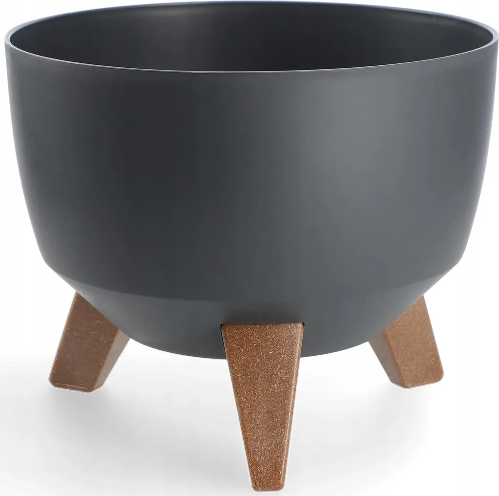 Cache-pot sur pieds gris anthracite 24cm pour plante verte d'intérieur