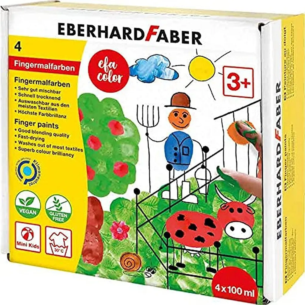 Peinture aux doigts pour enfant EFA Color EBERHARD FABER - Kit 4 couleurs