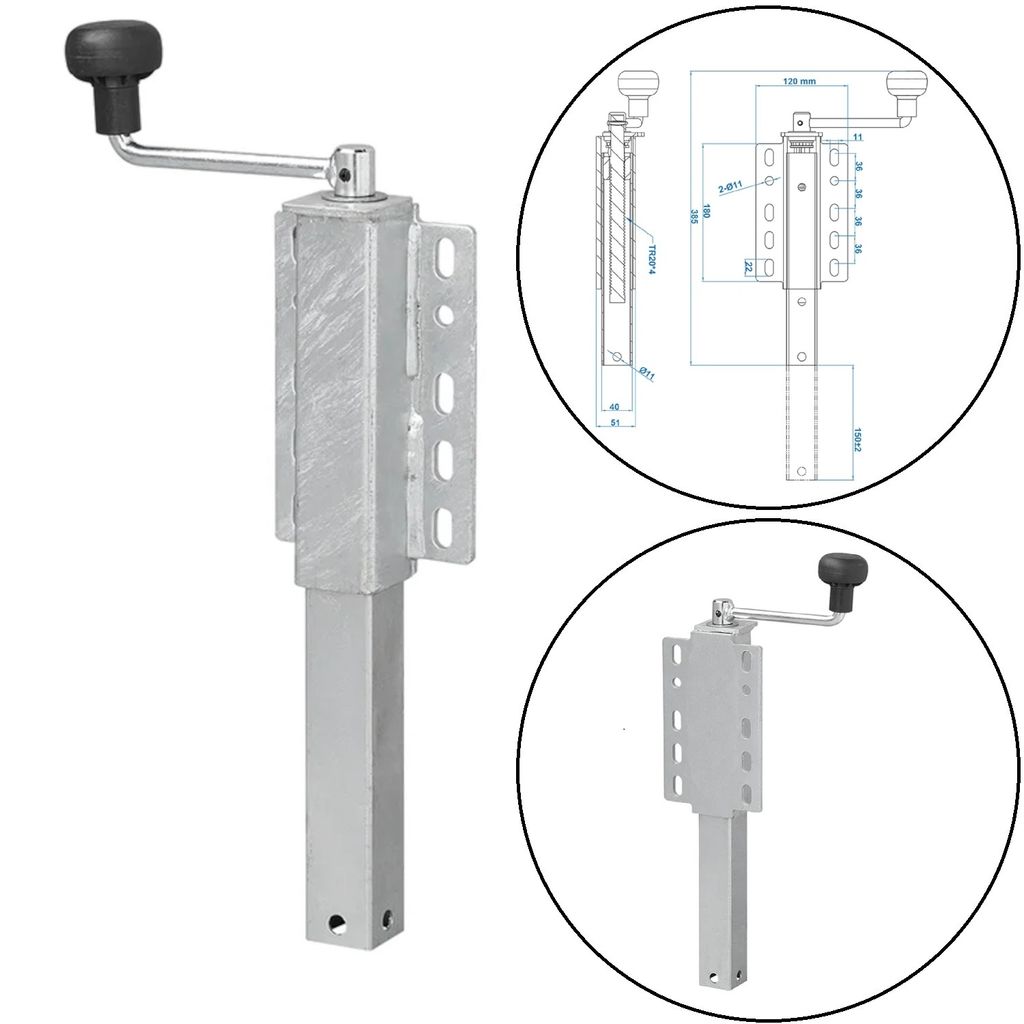 Bootsstütze einstellbar Bootstrailer 40x40mm – ausdrehbar Produktbild 