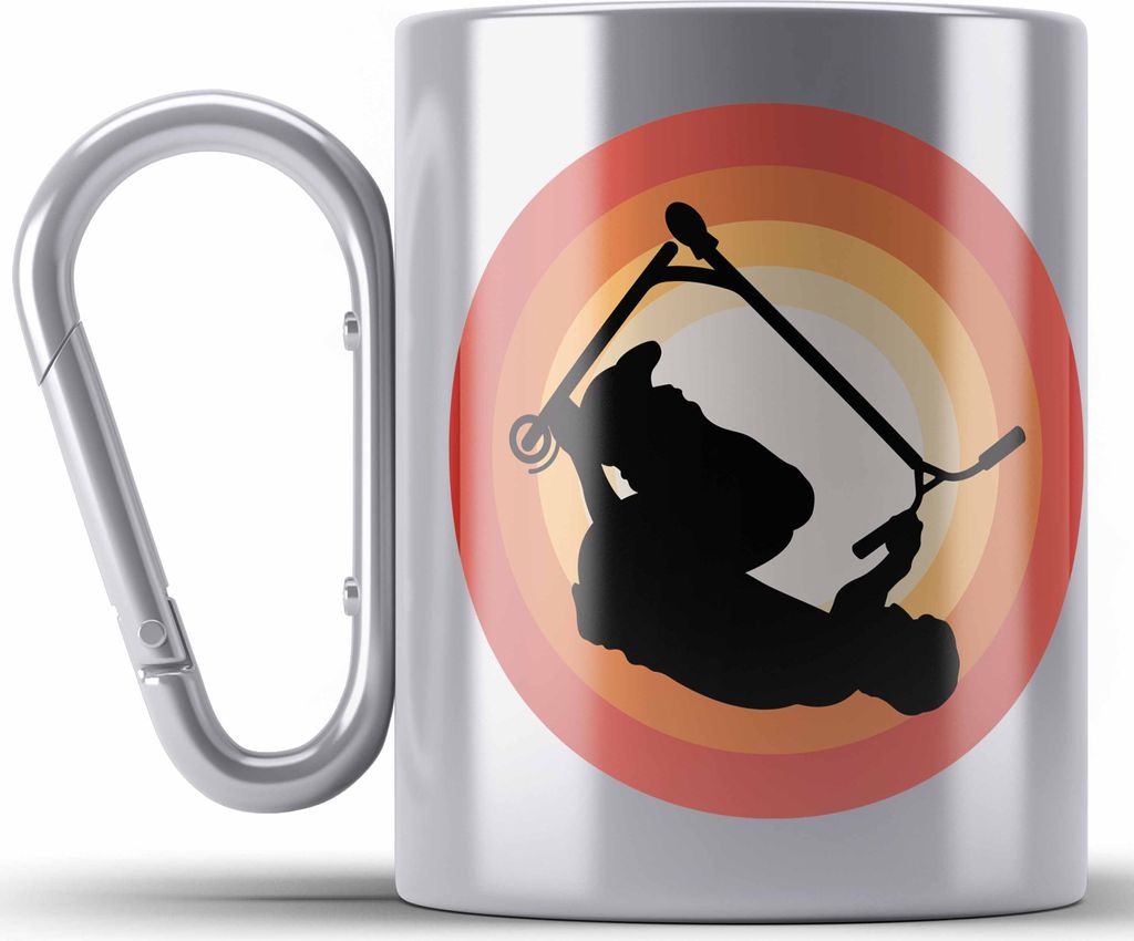 Trendation - Scooter Roller Fahrer Geschenk Edelstahl Tasse Karabiner Scooterfahrer Geschenkidee Scooting Geschenkidee Jungs Profi Scooterfahrer Pr...
