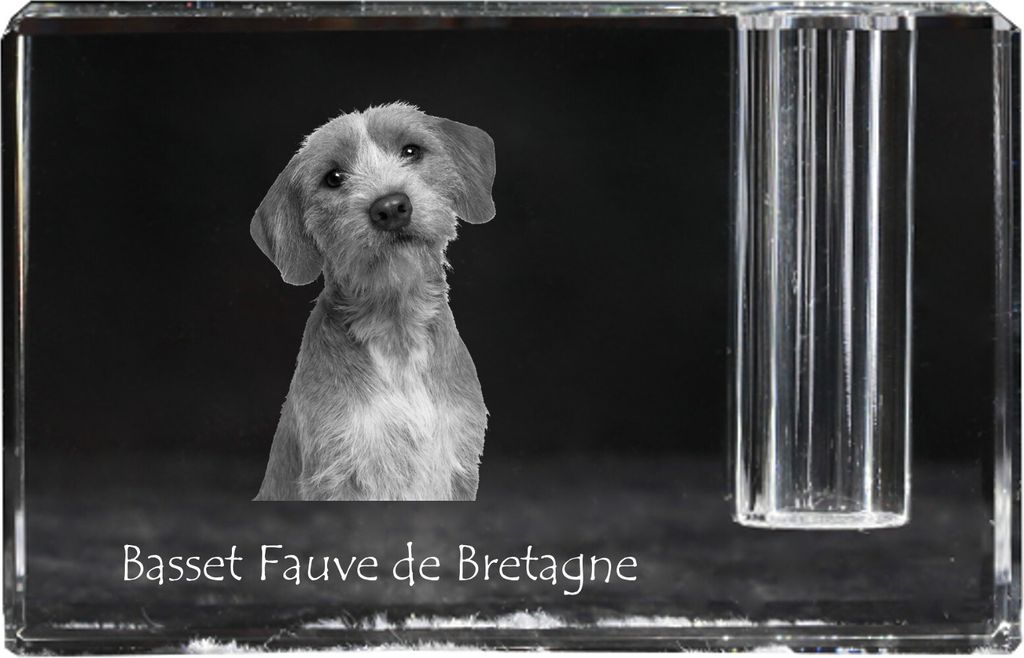 Basset Fauve de Bretagne - Stifthalter, Kristallorganizer mit Hundefoto, einzigartige Schreibtischdekoration der Marke Art-Dog