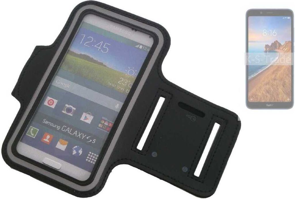 Kompatibel mit Xiaomi Redmi 7A Neopren Jogging Armband Sportarmband Oberarmband schwarz kompatibel mit Xiaomi Redmi 7A mit Reflektor Streifen. Fitness