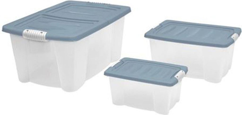 Allzweck-Stapelbox 3er-Set mit Deckel Aufbewahrungsbox Rollenbox Spielzeugkiste