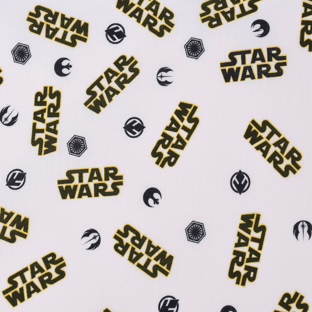 Baumwollstoff Meterware Organic Bio Popeline Star Wars Logo weiß 1,50m