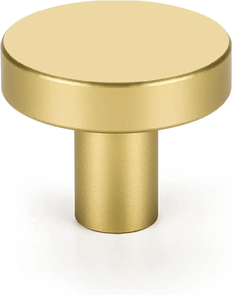 Lot de 4 boutons de meuble dorés ronds en aluminium avec vis incluses